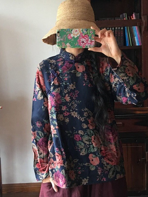 Вінтажна блузка з квітковим принтом : 2 кольори