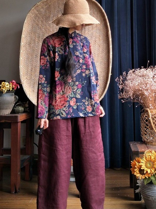 Вінтажна блузка з квітковим принтом : 2 кольори