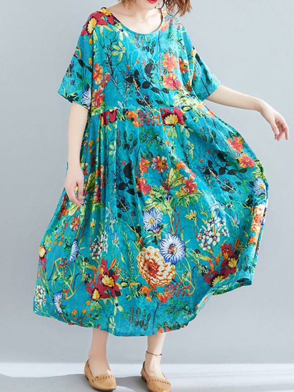 Вільна сукня в стилі бохо в квіточку – 3 кольори