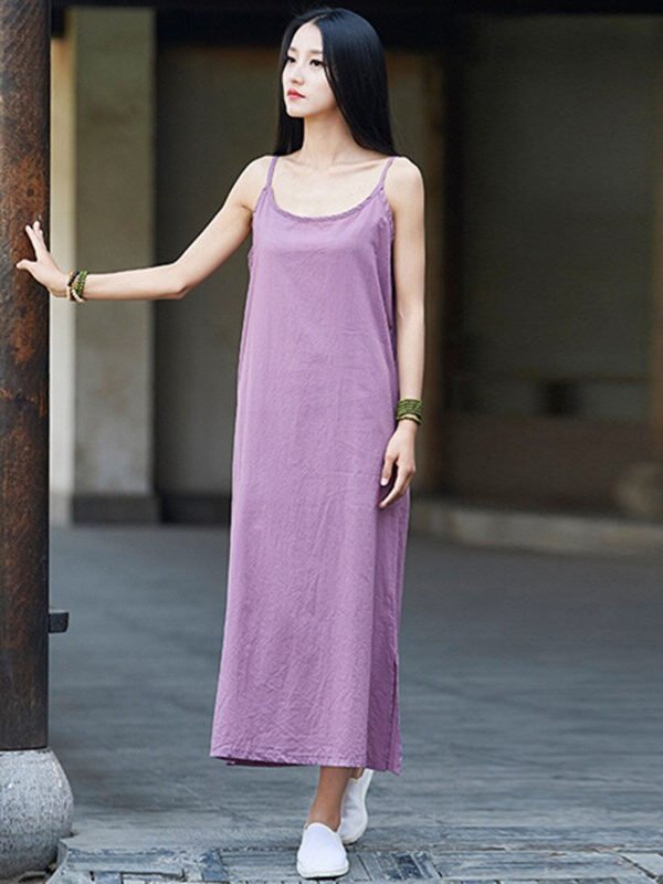 Вінтажна, однотонна сукня без рукавів – 5 кольорів