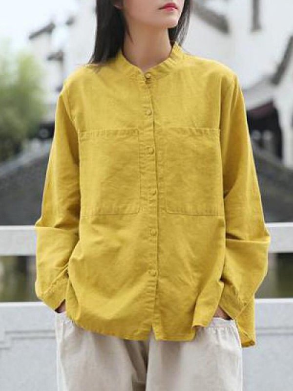 Вінтажна сорочка в класичному стилі з кишенями – 3 кольори