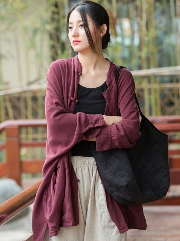 Вінтажна, вільна блузка в азіатському стилі – 2 кольори