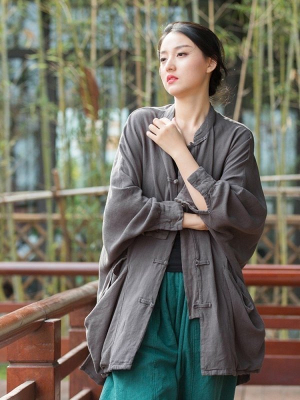 Вінтажна, вільна блузка в азіатському стилі – 2 кольори