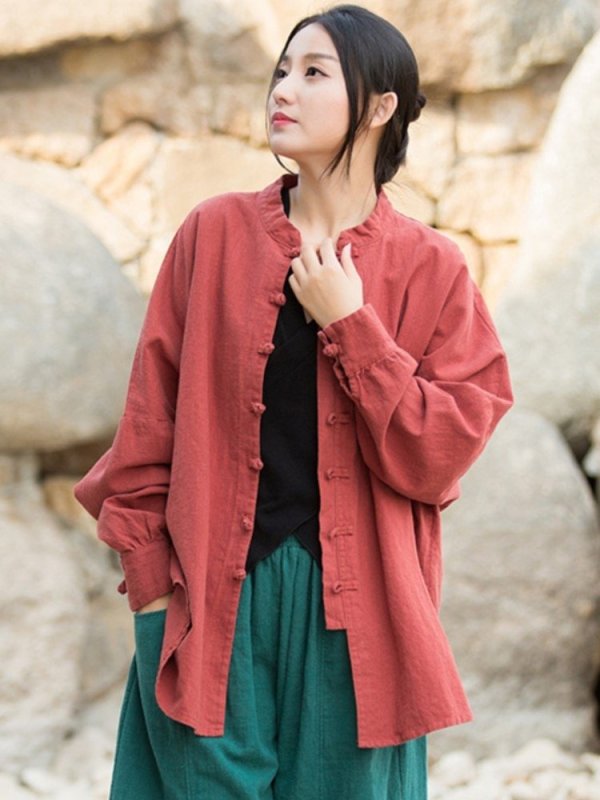 Вінтажна, стильна блузка в азіатському стилі – 3 кольори