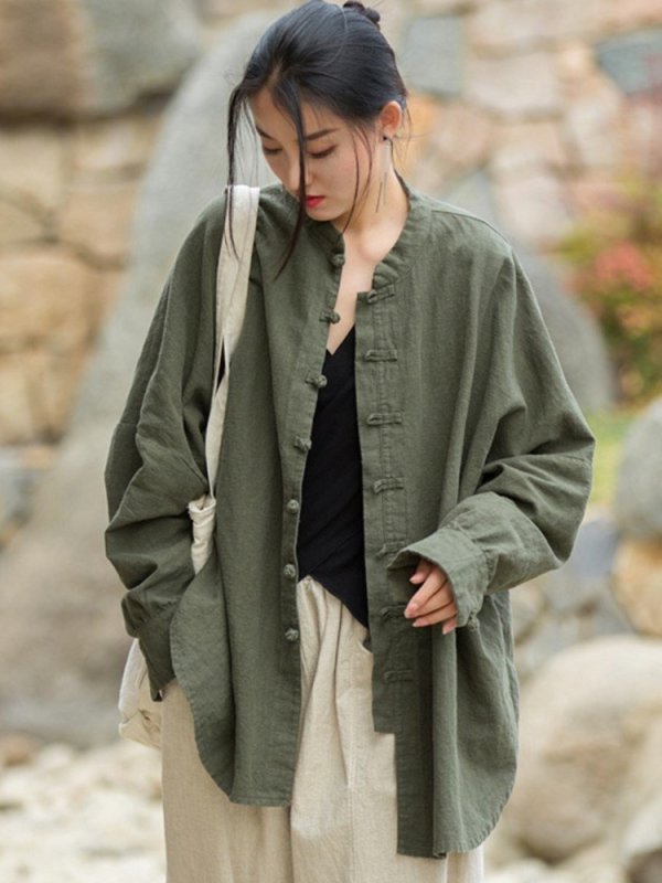 Вінтажна, стильна блузка в азіатському стилі – 3 кольори