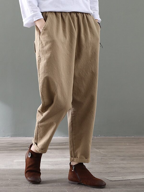Прямі штани з кишенями та еластичною талією – 4 кольори
