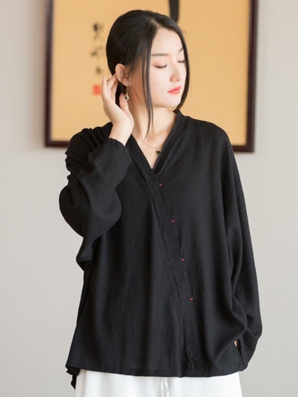 Вільна блузка в азіатському стилі – 2 кольори