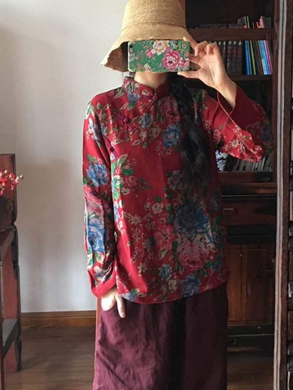 Винтажная блузка с цветочным принтом : 2 цвета