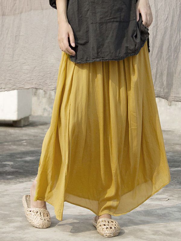 Свободная, винтажная юбка желтого цвета