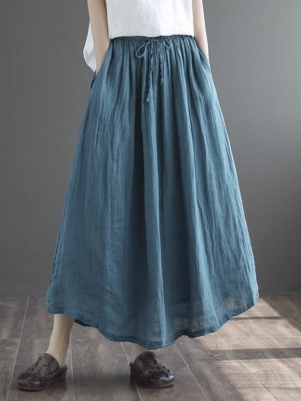 Длинная и свободная юбка на завязке : 4 цвета