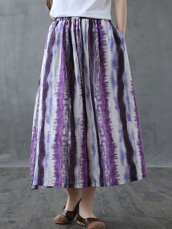 Фиолетовая юбка в полоску с абстрактной раскраской