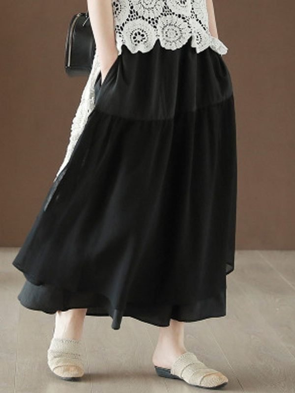 Стильная двухслойная юбка с карманами : 2 цвета