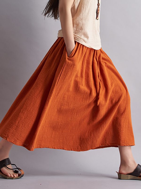 Легкая и свободная юбка с поясом : 3 цвета