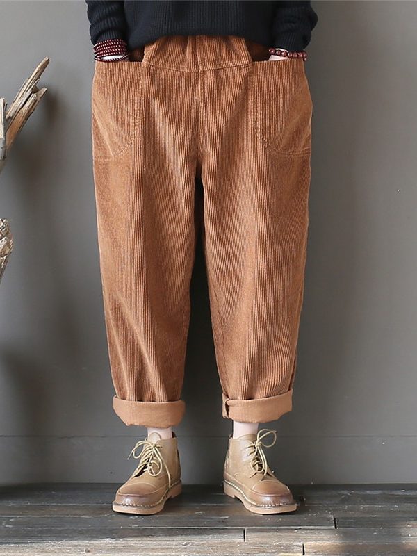 Вельветовые, теплые штаны с карманами : 3 цвета