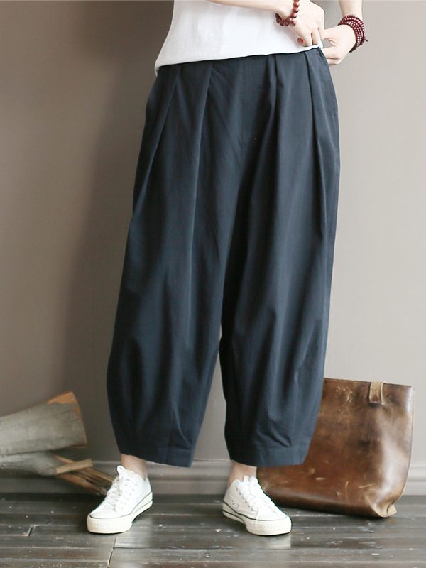 Шырокие, прямые штаны с эластичной талией : 3 цвета
