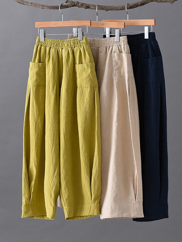Свободные, укороченные штаны с карманами на перед : 3 цвета