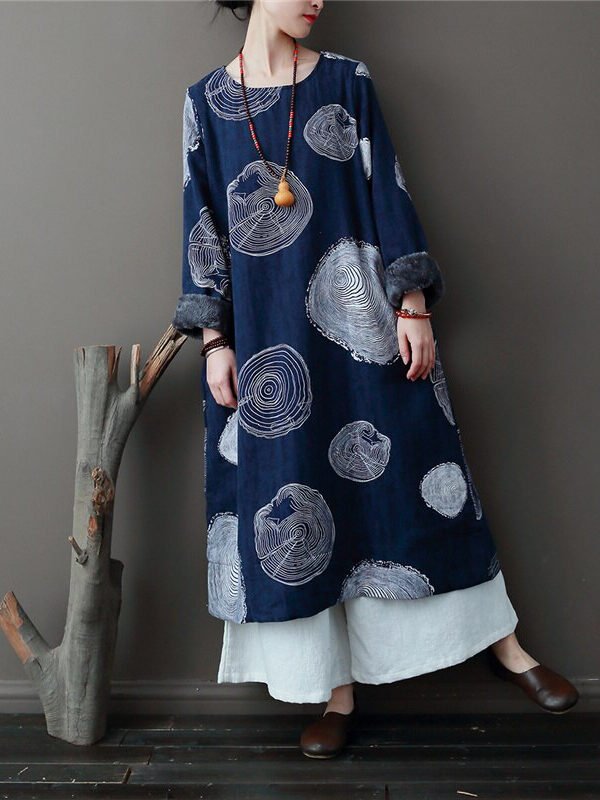 Винтажное платье с абстрактным принтом – 3 цвета