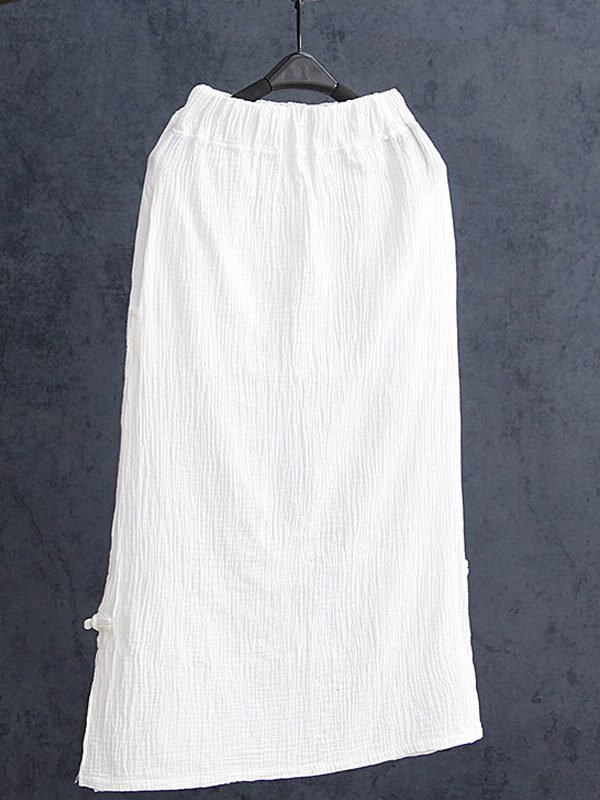 Внтажная, однотонная юбка из хлопка и льна – 2 цвета